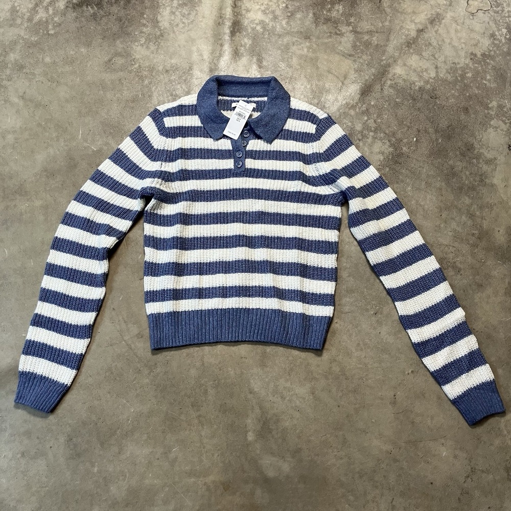 American Eagle Womens Sweater Size Small Striped Collared Knit Polo NWT